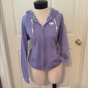 Pink brand purple zip up sweat shirt w/ hood